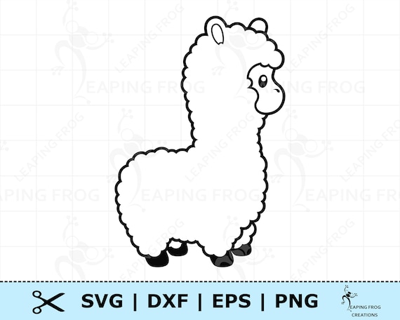 Cute llama svg dxf eps png llama digital download cricut silhouette cut files outline stencil coloring page clipart