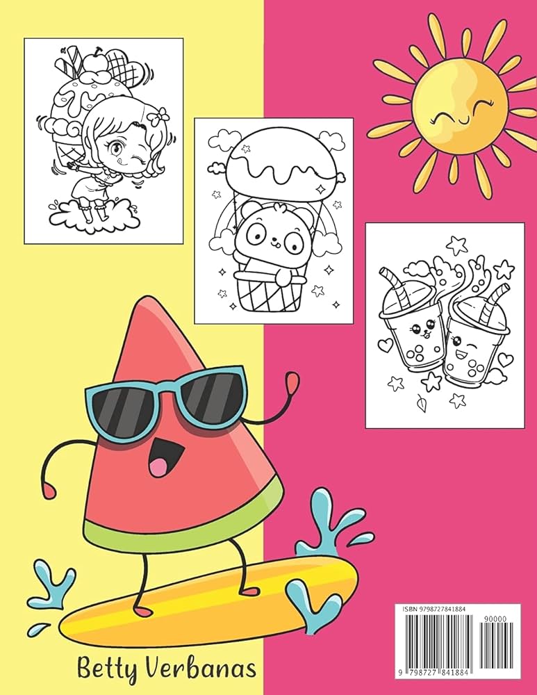 Kawaii coloring book more than cute fun kawaii doodle summer coloring pages for kids of all ages kawaii gift for fun and relaxation by verbanas betty