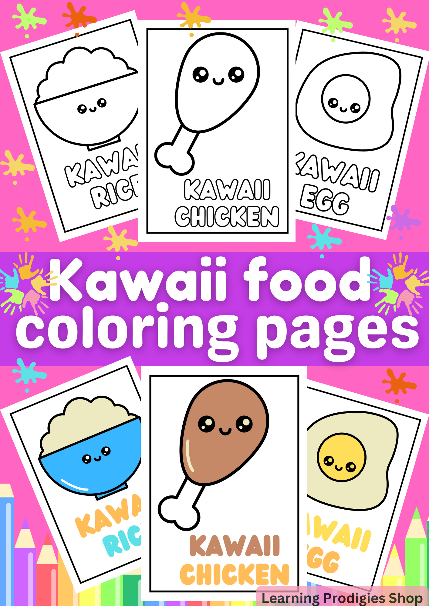 Cute kawaii food coloring pages for kids made by teachers