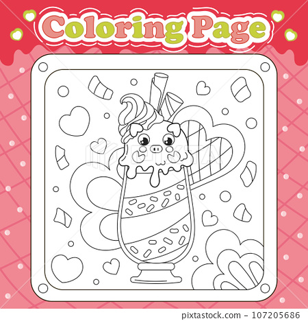 Summer sweets themed coloring page for kids