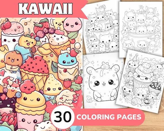 Kawaii coloring pages kawaii coloring book kawaii coloring template kawaii digital coloring printable coloring pages