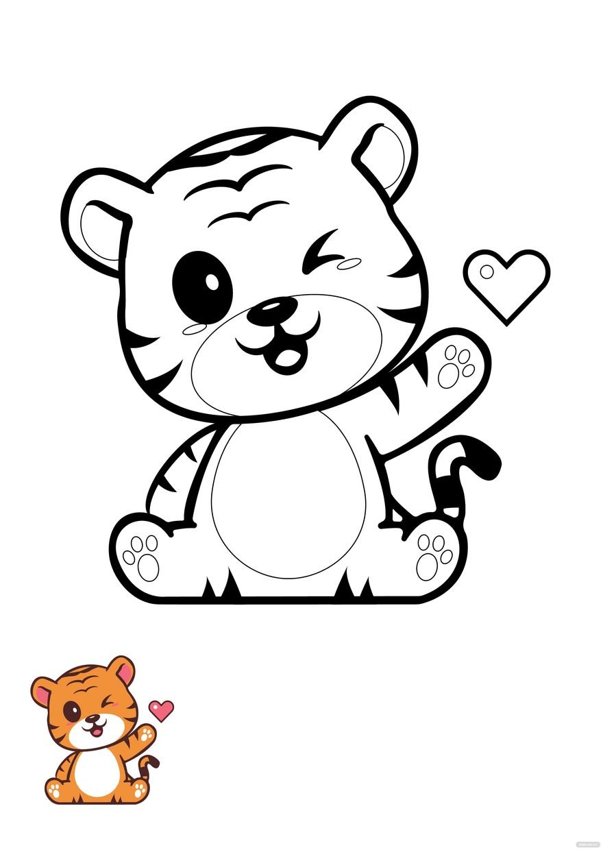 Free kawaii tiger coloring page