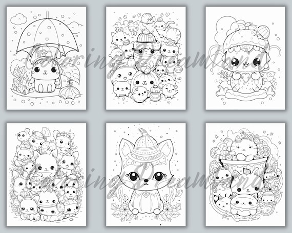 Kawaii coloring pages kawaii coloring book kawaii coloring template kawaii digital coloring printable coloring pages