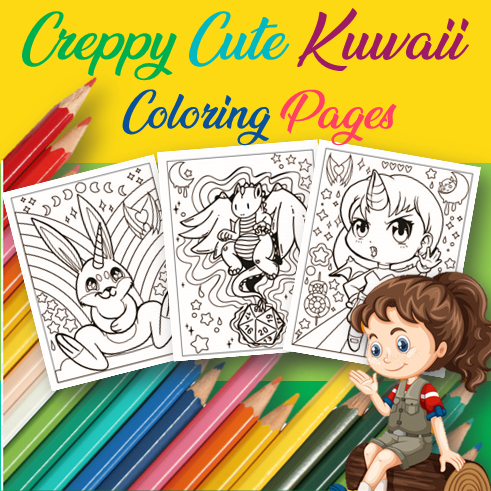 Creppy cute kuwaii coloring pages made by teachers