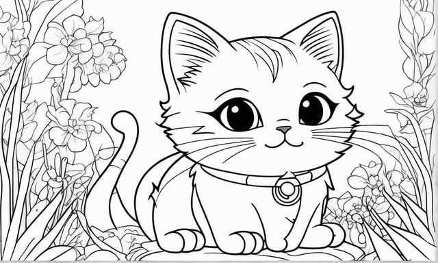 Coloring book template simple cat