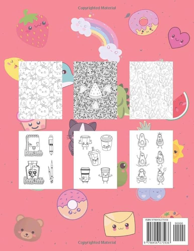 Kawaii coloring book cute fun kawaii doodle coloring pages for kids adults kawaii aesthetic cute japanese korean stationery food unicorns more drawings us