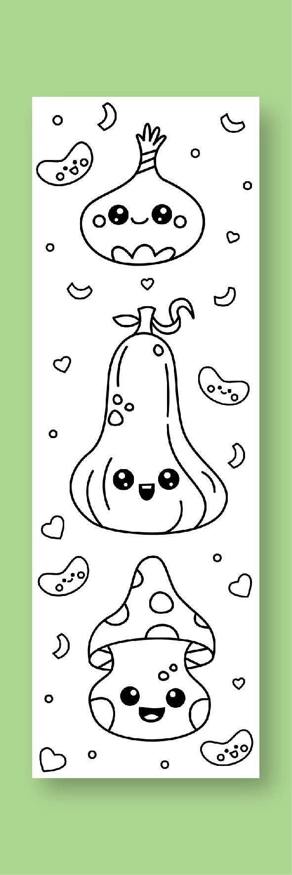 Personalize this cute kawaii food coloring bookmark layout online