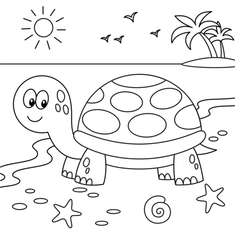 Cute turtle coloring page free printable coloring pages