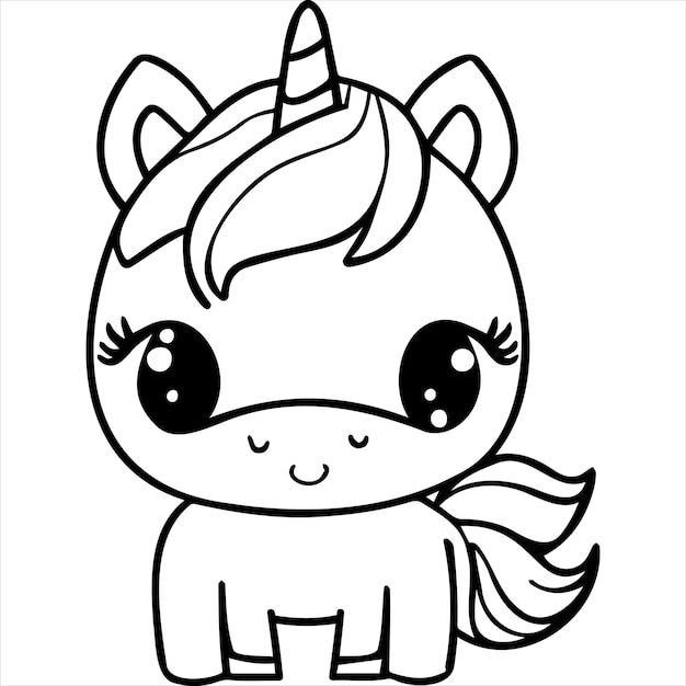 Premium vector kawaii unicorn coloring page