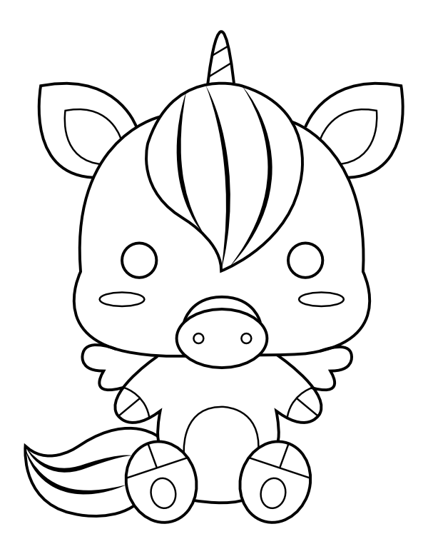 Printable kawaii unicorn coloring page