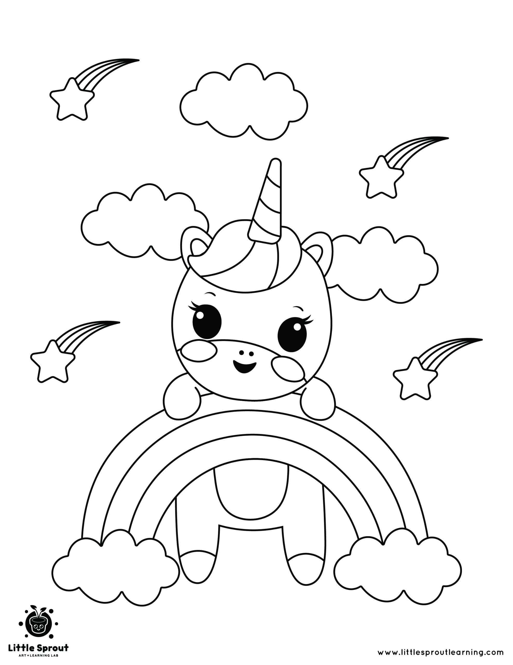 The best unicorn coloring page little sprout art