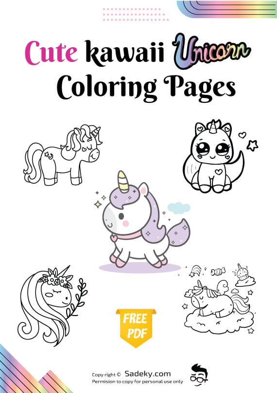 Cute kawaii unicorn coloring pages rcoloringpages