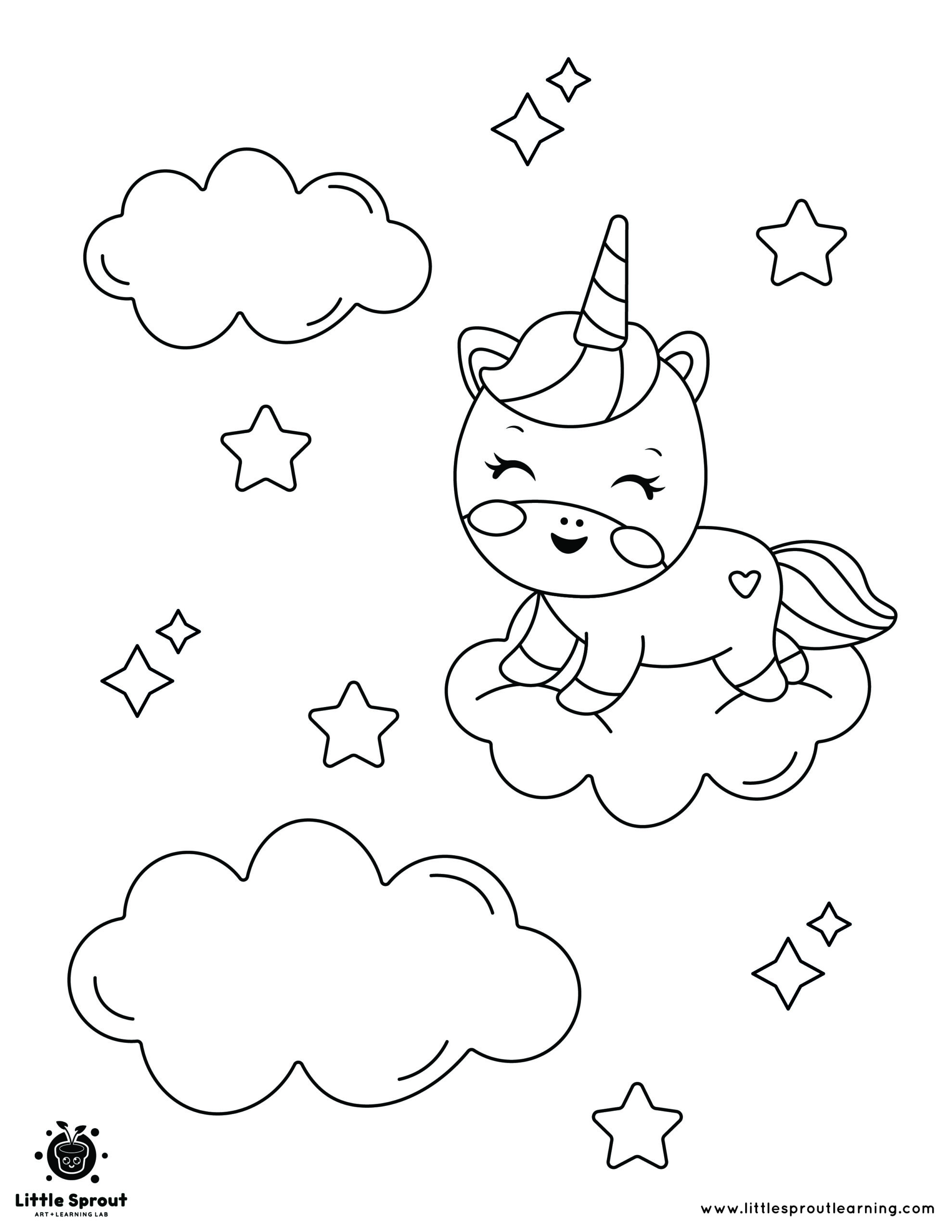 The best unicorn coloring page little sprout art