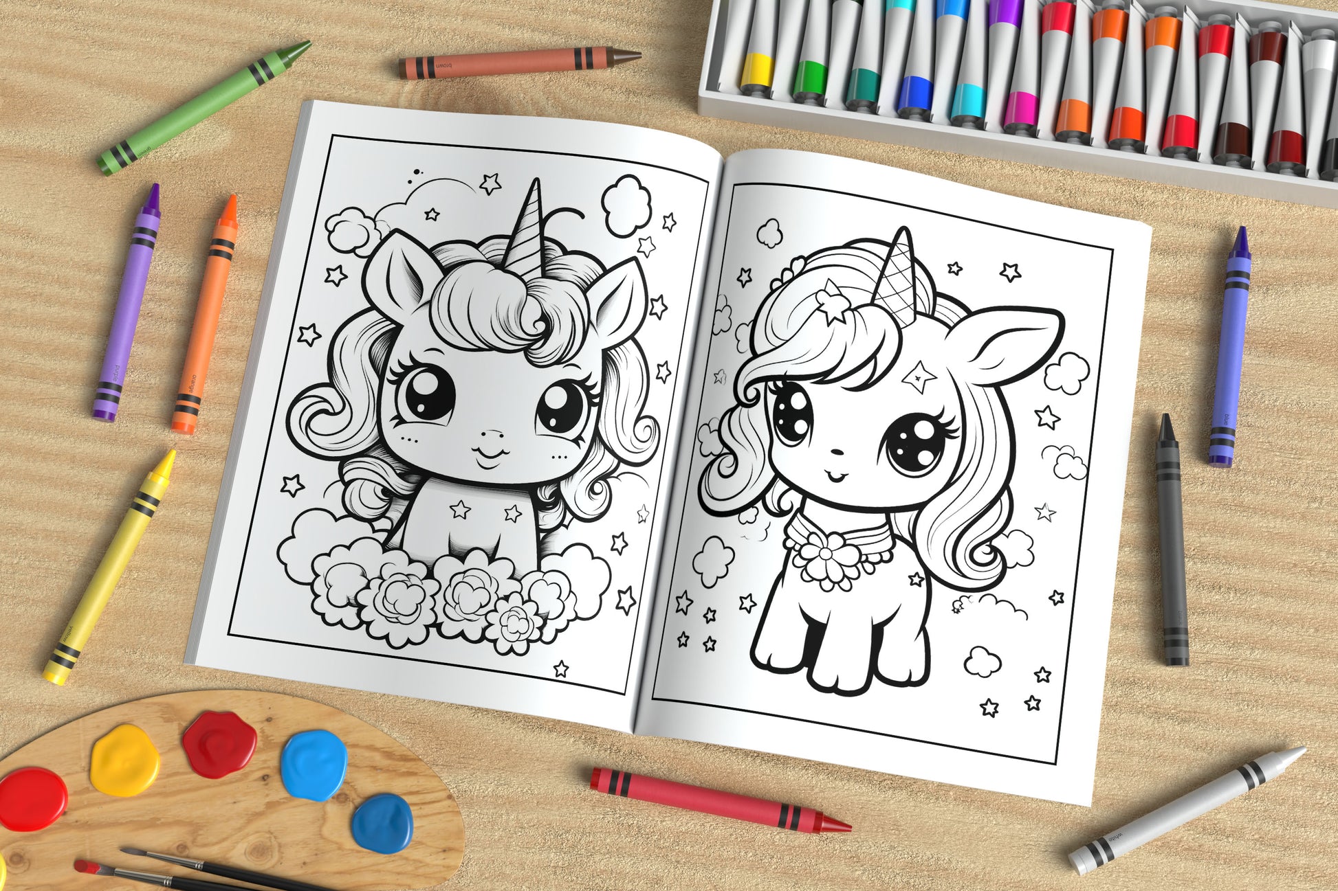 Kawaii unicorn coloring book â mama life printables