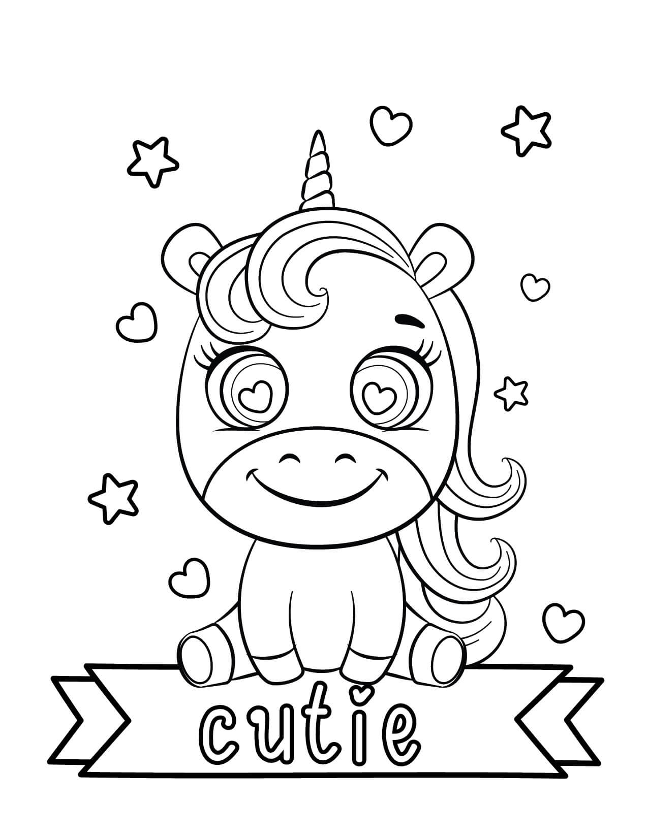 A cute unicorn coloring page