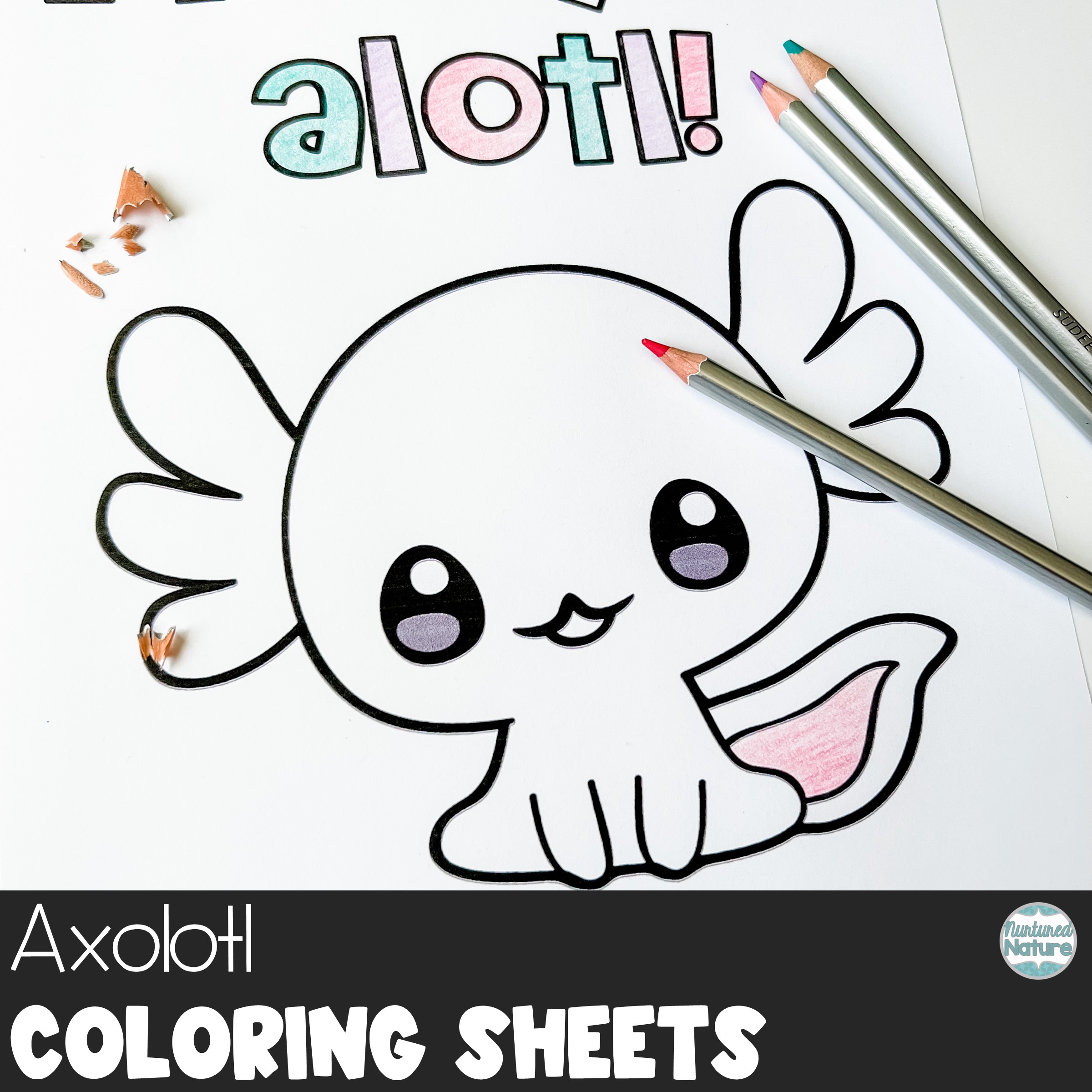 Axolotl coloring pages for valentines day made by teachers