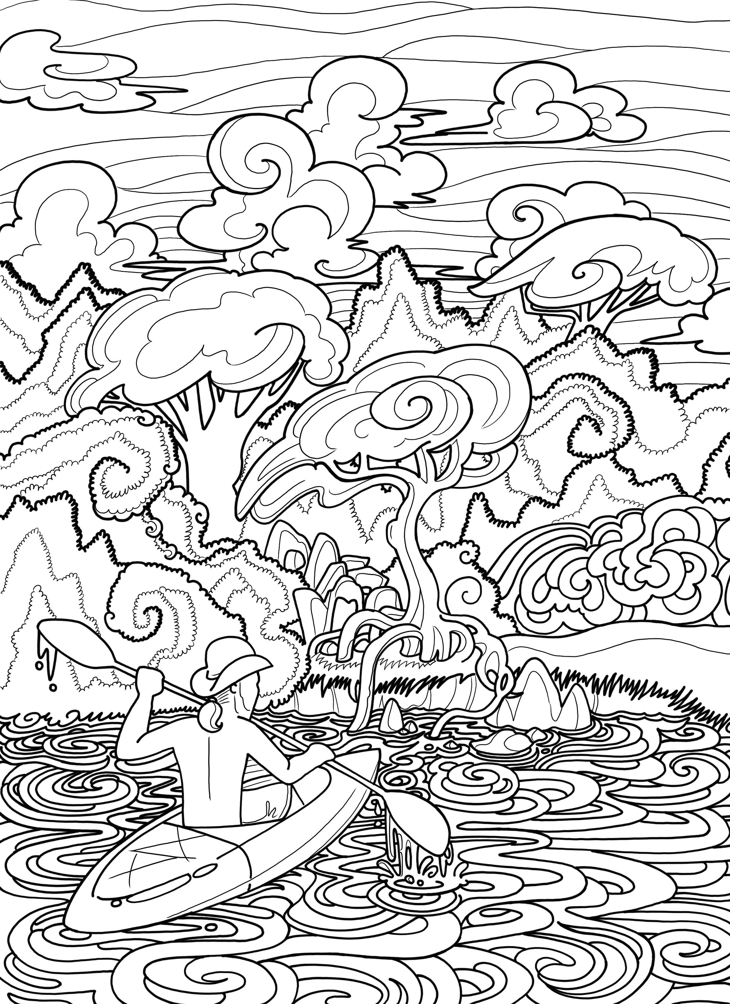 Kayak coloring page coloring pages color kayaking