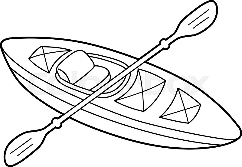 Kayak vehicle coloring page for kids stock vector