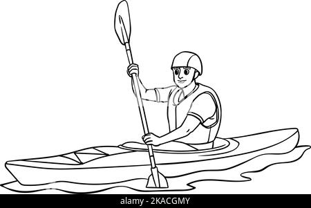 Kayak vehicle coloring page for kids stock vector image art