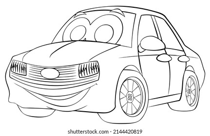 Cute mini car emoji face coloring stock vector royalty free