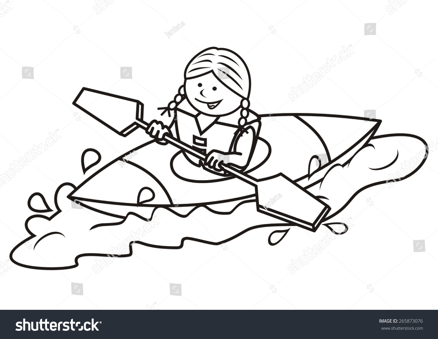 Kayak girl coloring page vector icon stock vector royalty free