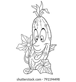 Coloring page coloring book cartoon cucumber stock vector royalty free