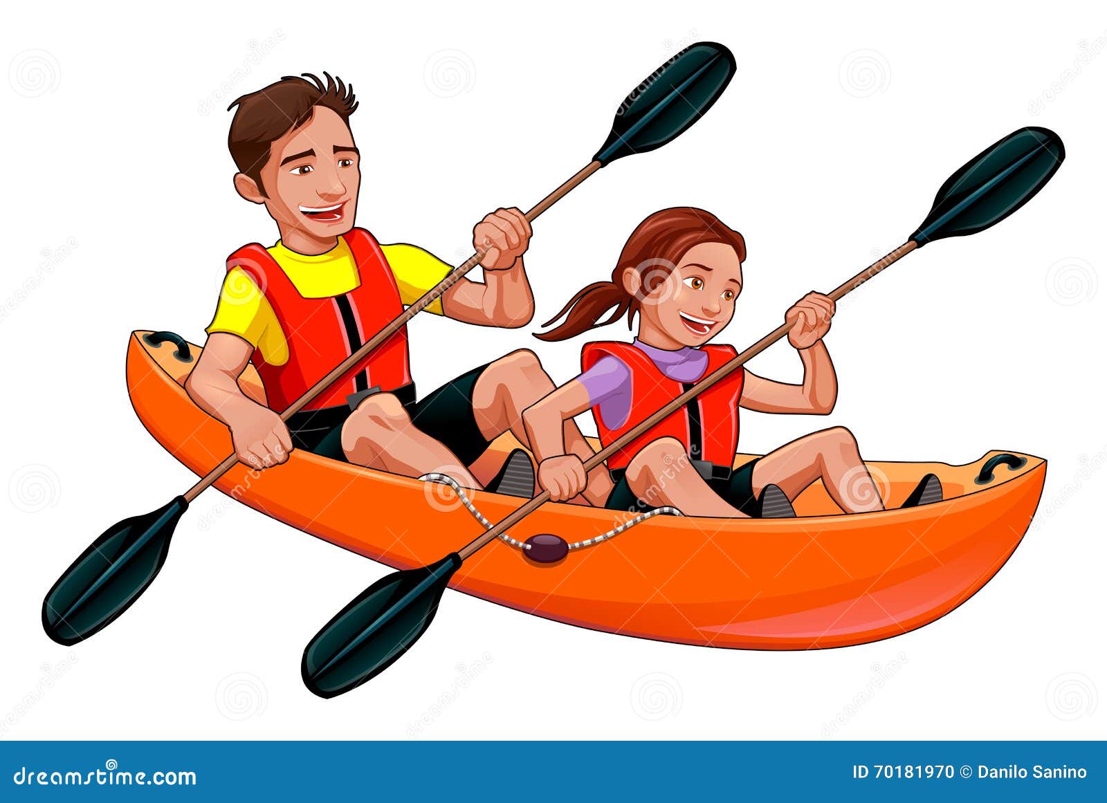 Father and daughter on the kayak stock vector