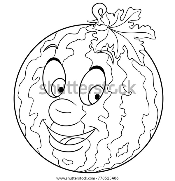Coloring book coloring page cartoon watermelon stock vector royalty free