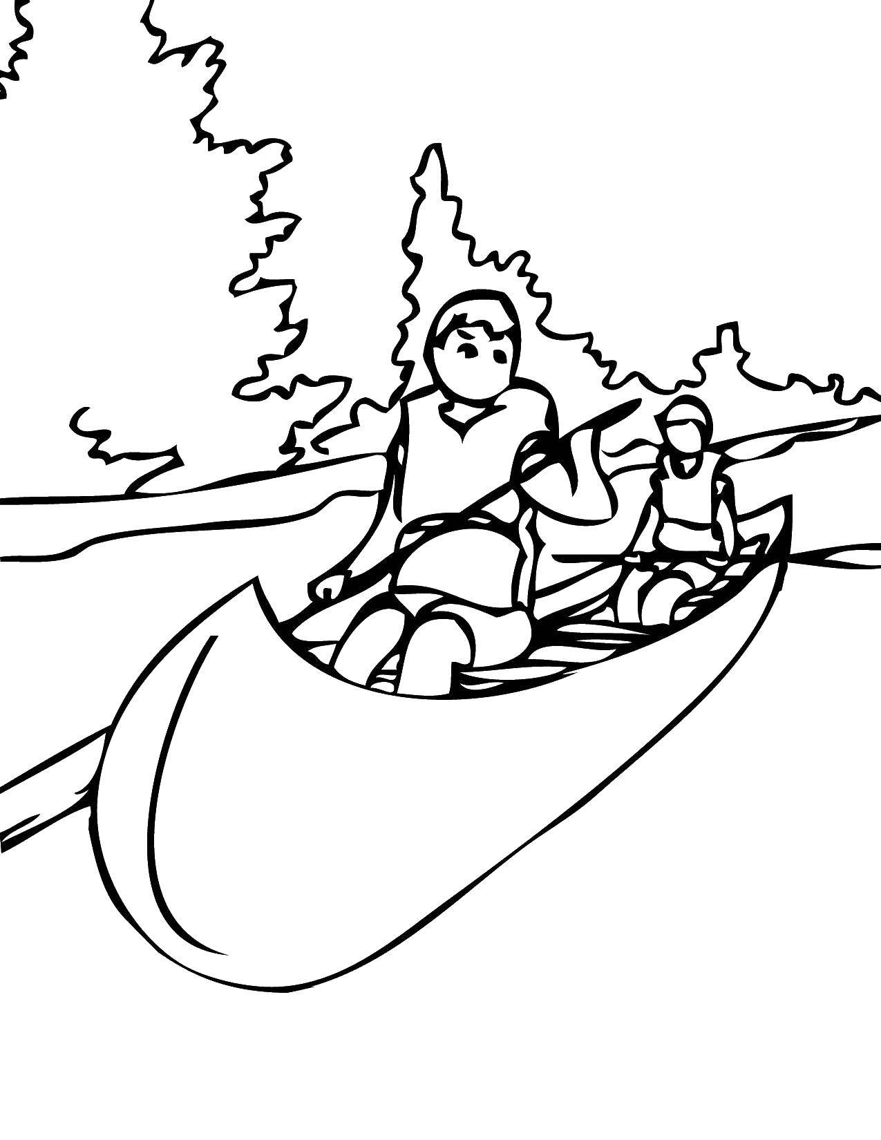 Online coloring pages coloring page canoe sport download print coloring page