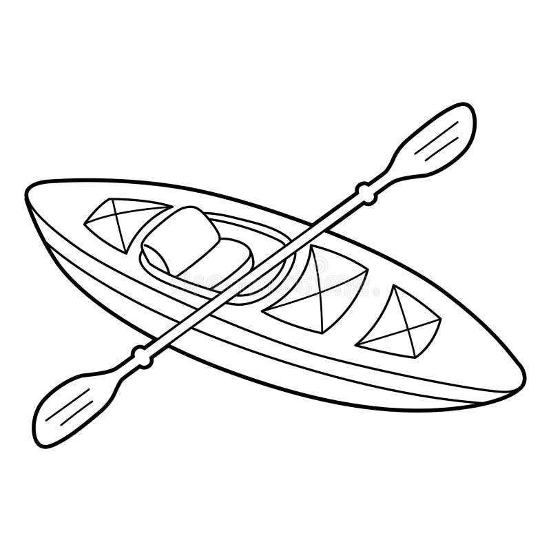 Kayak vehicle coloring page for kids stock vector