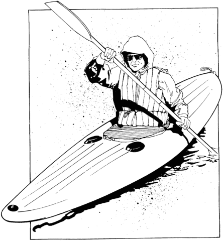 Man floating on kayak coloring page free printable coloring pages