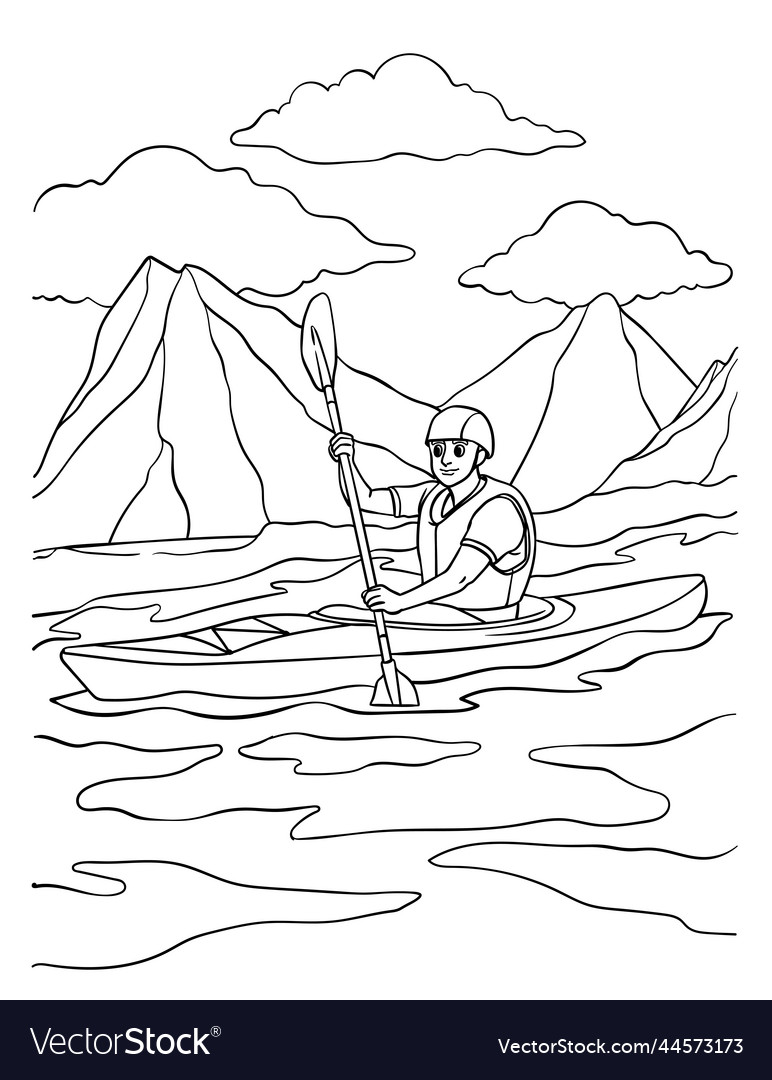 Kayak coloring page for kids royalty free vector image