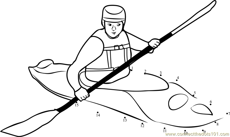 Single kayaker dot to dot printable worksheet