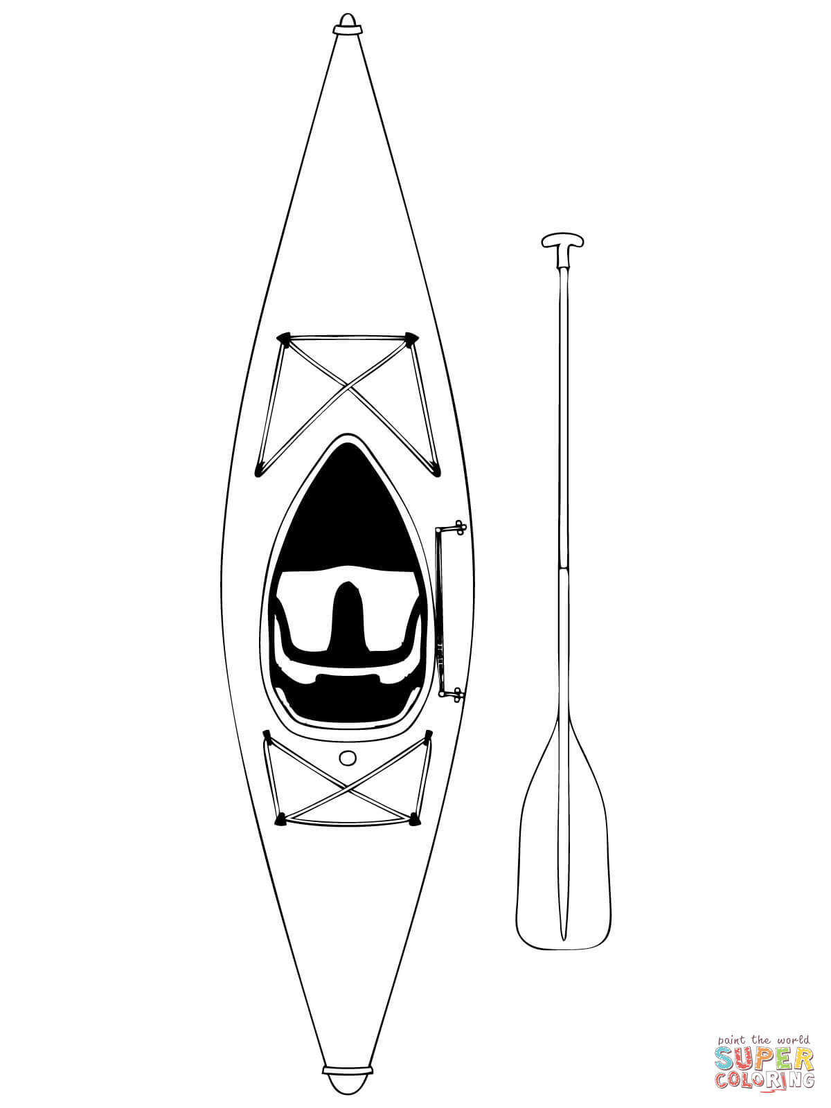 Kayak and paddle coloring page free printable coloring pages