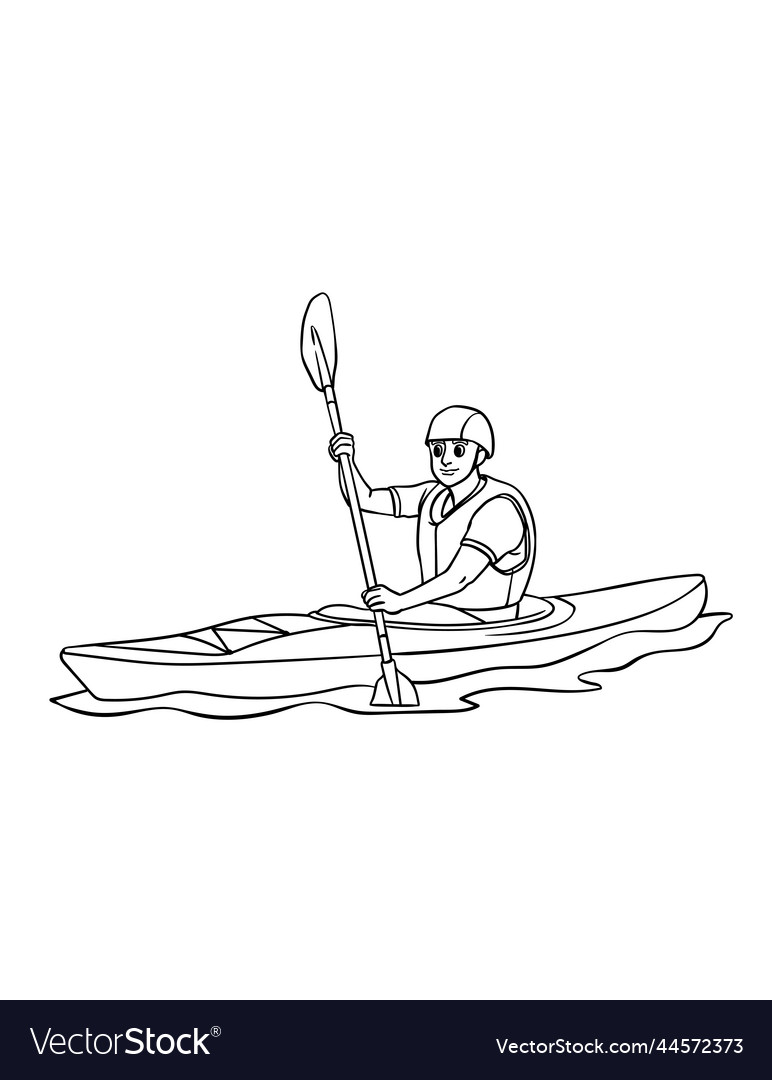 Kayak isolated coloring page for kids royalty free vector