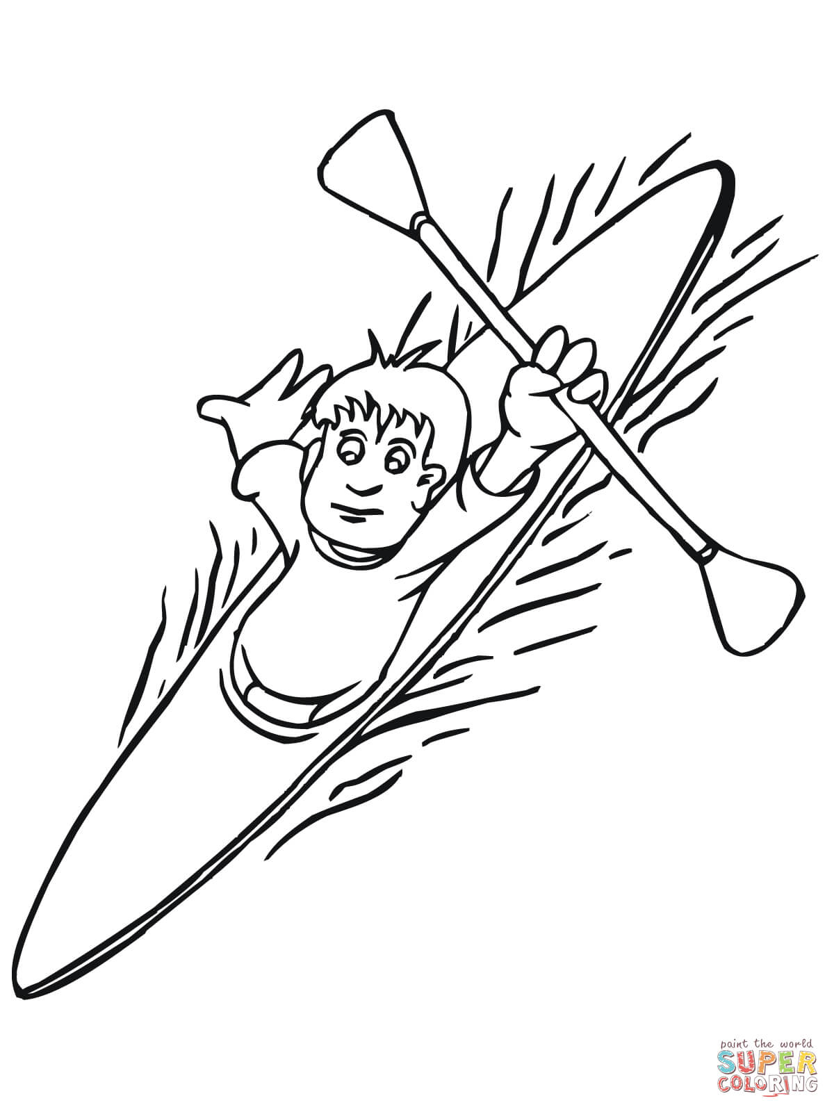 Boy floating on kayak coloring page free printable coloring pages