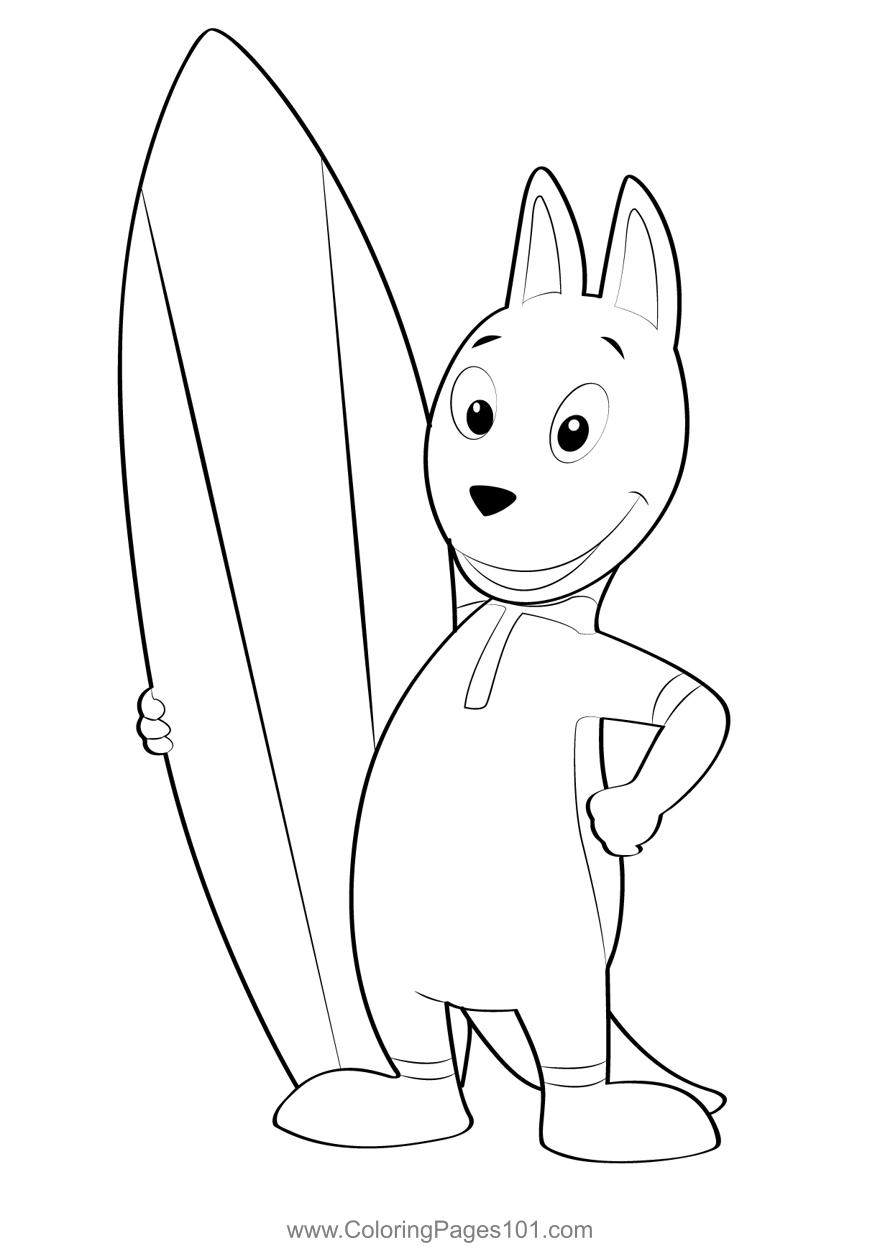 Austin with kayak coloring page for kids