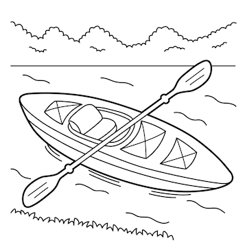 Premium vector kayak vehicle coloring page for kids