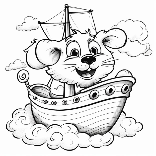 Premium ai image vector a cute and funny coloring page of a boy kayaking provides hours of coloring fun for children color