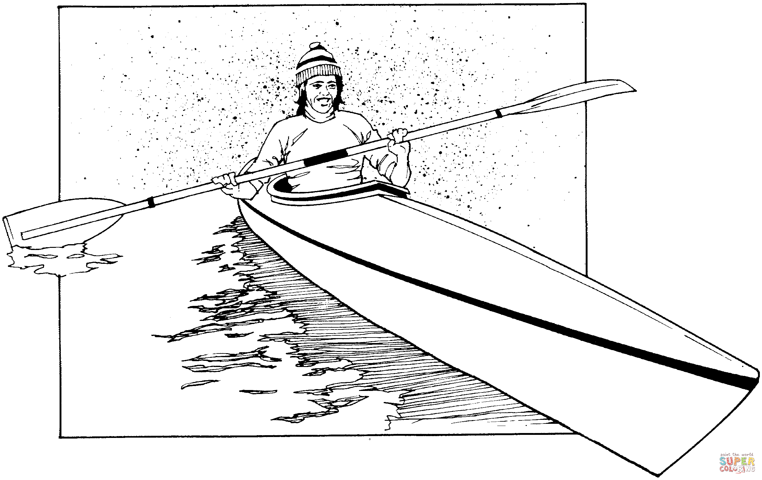 Traveling on kayak coloring page free printable coloring pages