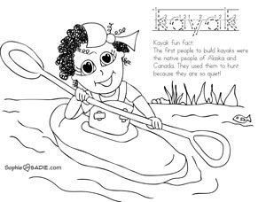 Coloring page kayaking sophie and sadie