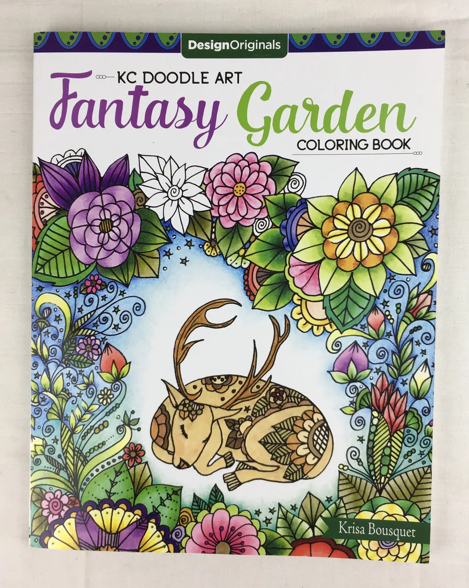 Kc doodle art fantasy garden adult coloring book by krisa bousquet designs