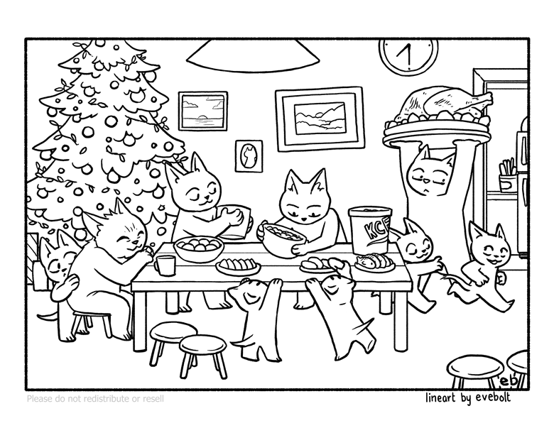 Holiday dinner coloring page