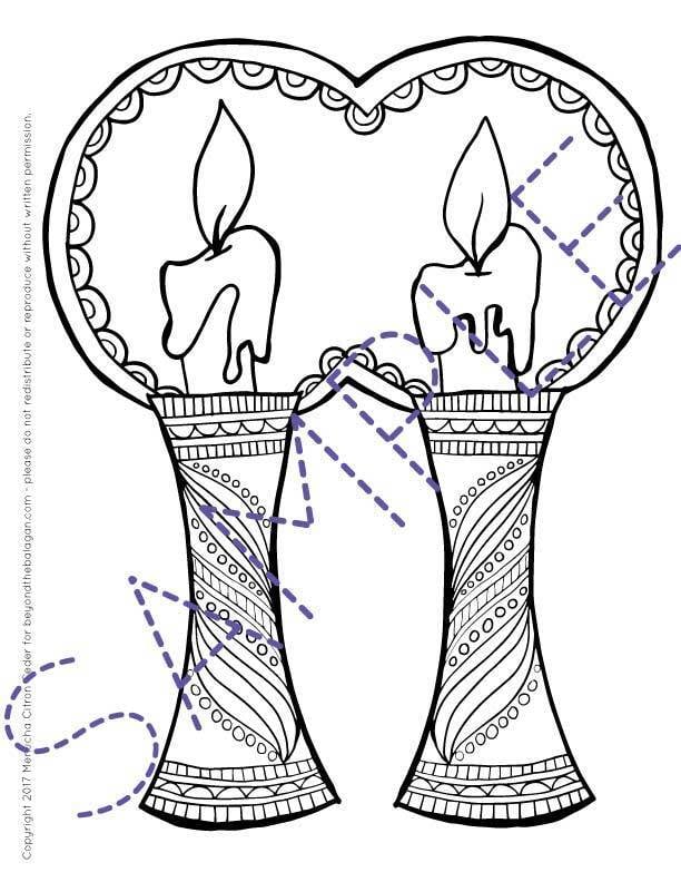 Shabbat coloring page for adults