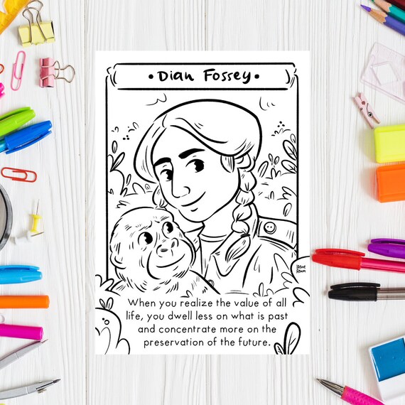 Women in stem coloring page dian fossey women in science quote coloring page science teacher activity women in history teacher resource