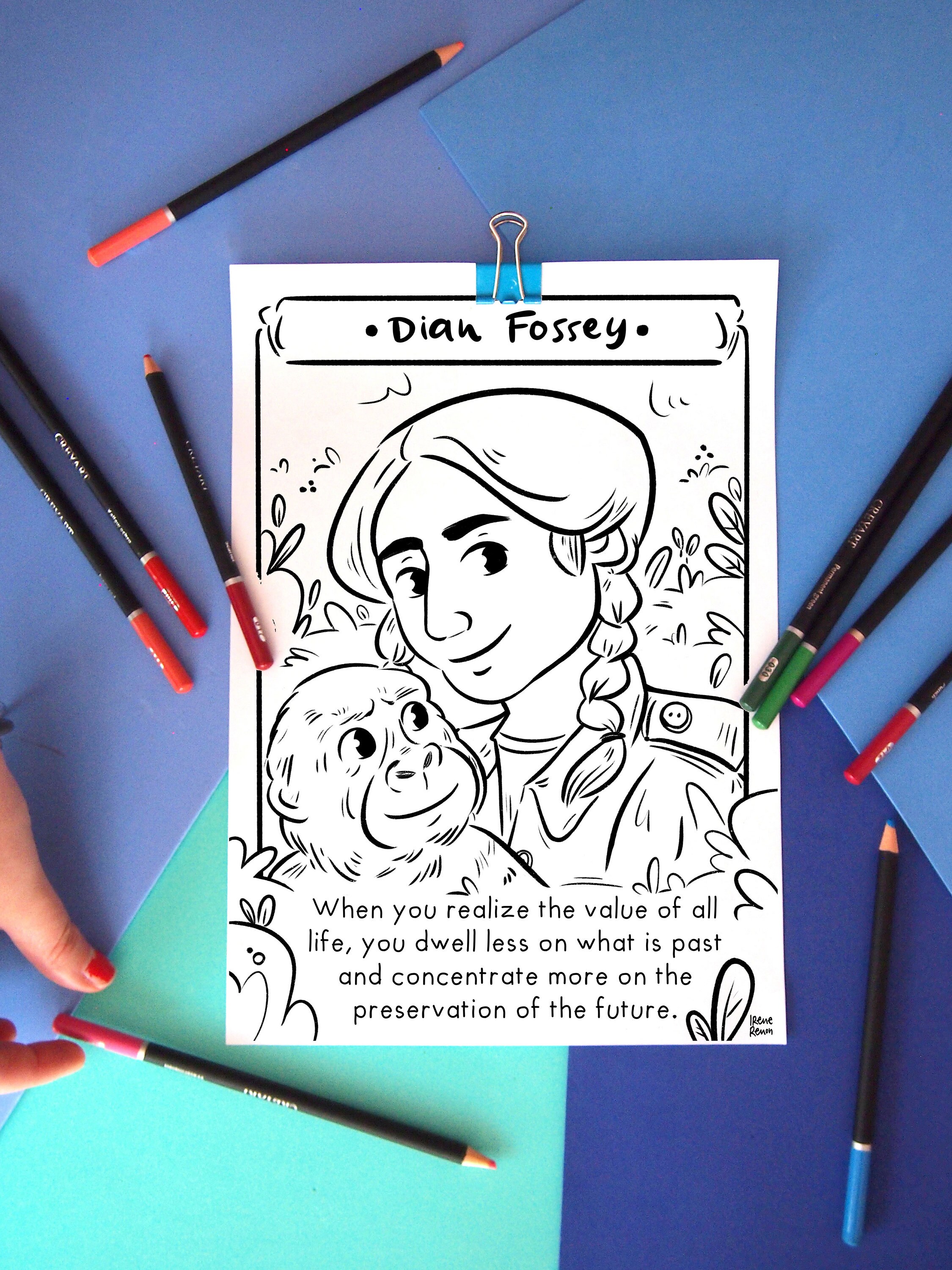 Women in stem coloring page dian fossey women in science quote coloring page science teacher activity women in history teacher resource