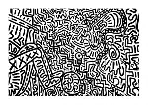 Simple keith haring coloring page to print and color for free pop art coloring pages keith haring coloring pages