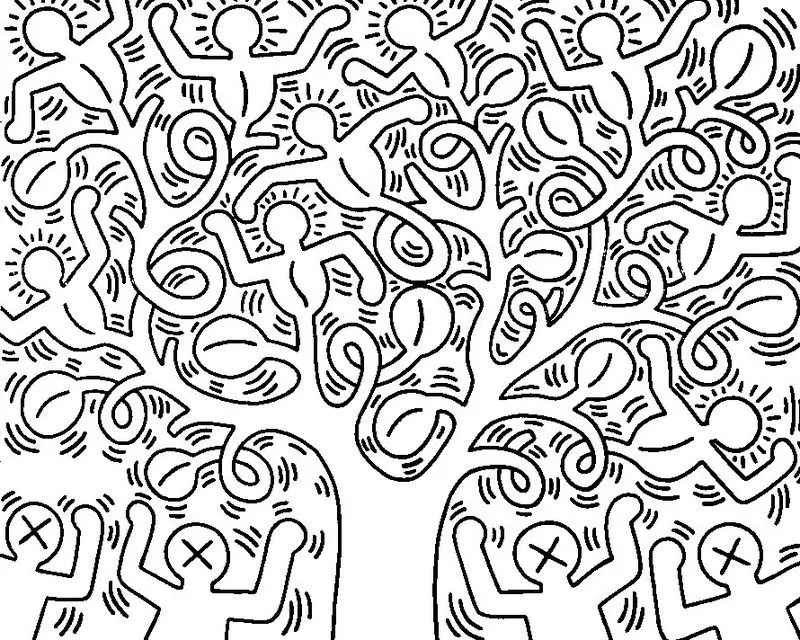Coloring pages for adults keith haring printable free to download jpg pdf