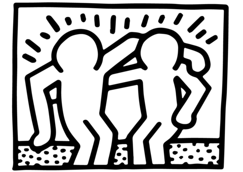 Best buddies by keith haring coloring page free printable coloring pages