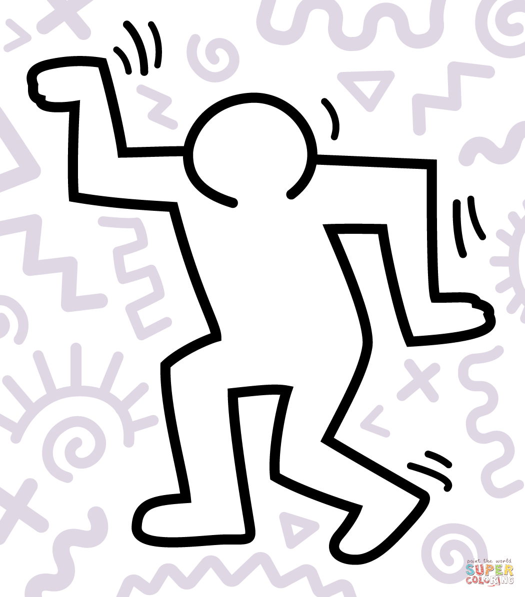 Dancing figure by keith haring coloring page free printable coloring pages